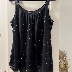 Lane Bryant Black and White Polka Dot Tank Top